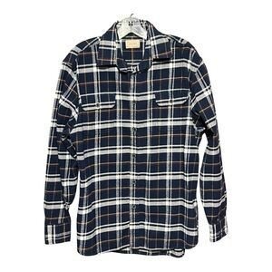 Jachs Navy Plaid Classic Slim-Fit Flannel Long Sleeve Button Up Lumberjack Shirt